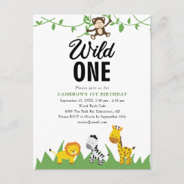 Safari Wild Ein Niedlicher 1. Geburtstag Postkarte