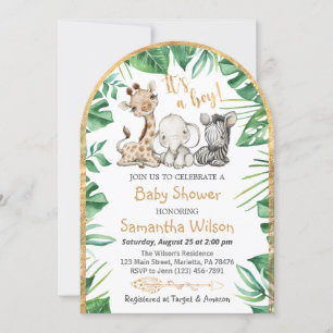 Safari Wild Es ist eine Boy Baby Shower Einladung