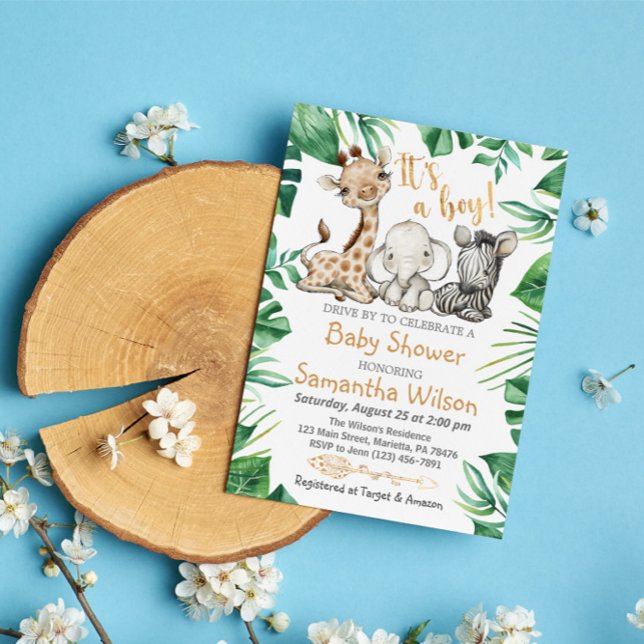 Safari Wild Es ist eine Boy Baby Shower Einladung (Von Creator hochgeladen)
