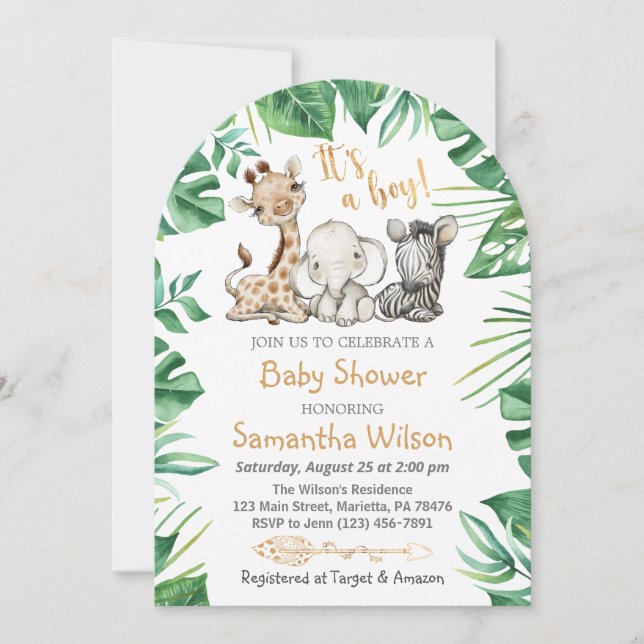 Safari Wild Es ist eine Boy Baby Shower Einladung (Vorderseite)