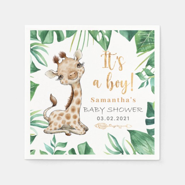 Safari Wild Giraffe Babydusche Napkins Serviette (Vorderseite)