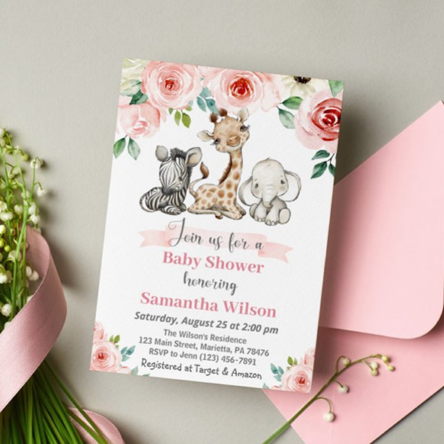 Safari Wild Girl Baby Shower Einladung (Von Creator hochgeladen)