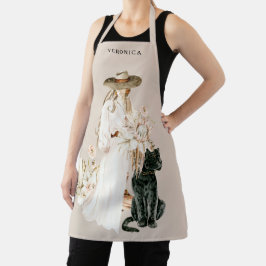 Safari Wild Leopard Boho Lady Personalisiert Beige Schürze