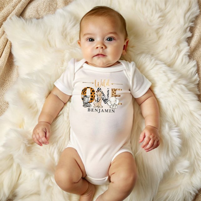 Safari Wild One 1. Geburtstag Baby Bodysuit Strampler (Von Creator hochgeladen)