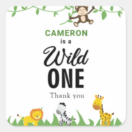 Safari Wild One 1. Geburtstag Niedlich Kawaii Quadratischer Aufkleber