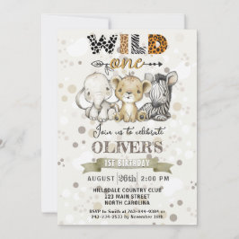 Safari Wild One 1. Geburtstagsfeier Party Einladun Einladung