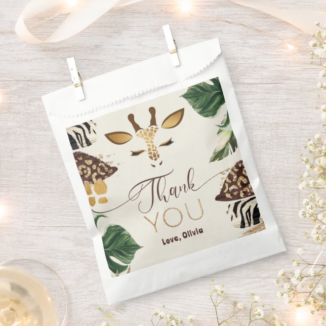 Safari Wild One 1st Birthday gold thank you Geschenktütchen (Ausgeschnitten)