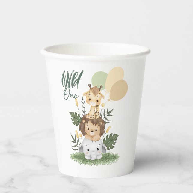Safari Wild One Baby Paper Cups Pappbecher (Vorderseite)