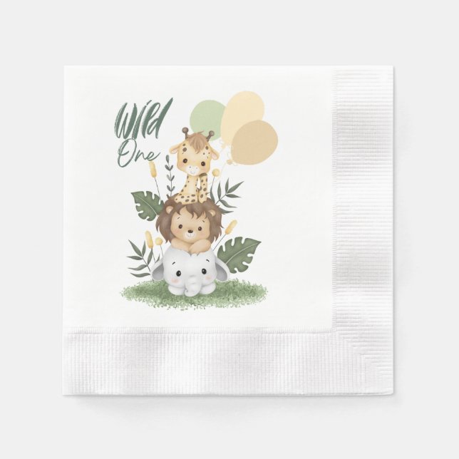 Safari Wild One Baby Paper Napkins! Serviette (Vorderseite)