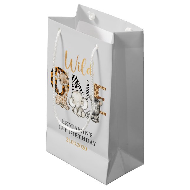 Safari Wild One Birthday Party Petit sac cadeau (Devant Angle)