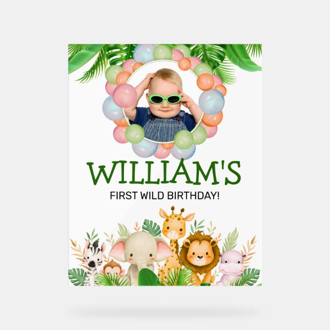 Safari Wild One Birthday PHOTO Affiche de bienvenu (Recto)