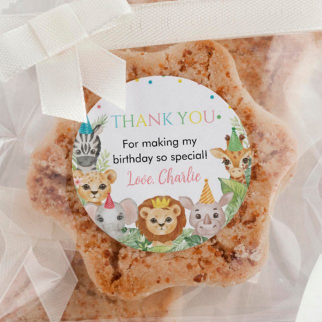 Safari Wild One Birthday Sticker Étiquettes (Créateur téléchargé)