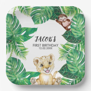 Safari Wild One Dschungel-Tier 1. Geburtstag Pappteller