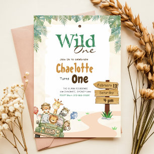 Safari Wild One   Dschungeltiere Baby 1. Geburtsta Einladung