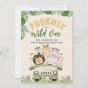 Safari Wild One erster Geburtstag Einladung