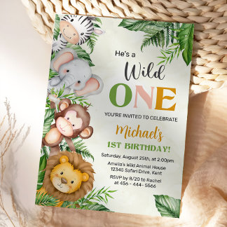 Safari Wild One Geburtstag Einladung