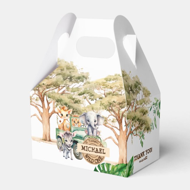Safari Wild One Geburtstag Geschenkschachtel (Vorderseite)