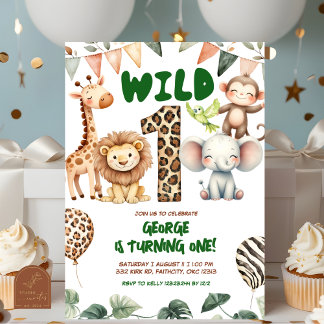 Safari-Wild-One-Geburtstagseinladung Einladung