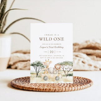 Safari Wild One Jungle Animal Geburtstag Einladung