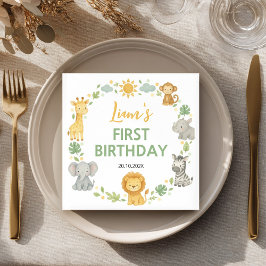 Safari Wild One Jungle Animals Birthday Napkin Serviette