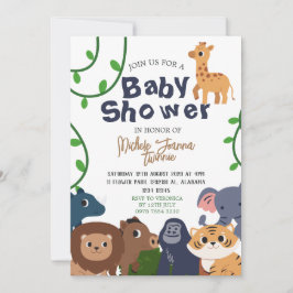 Safari Wild one Simple Niedlicher Tiere Baby Showe Einladung