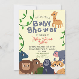 Safari Wild one Simple Niedlicher Tiere Baby Showe Einladung