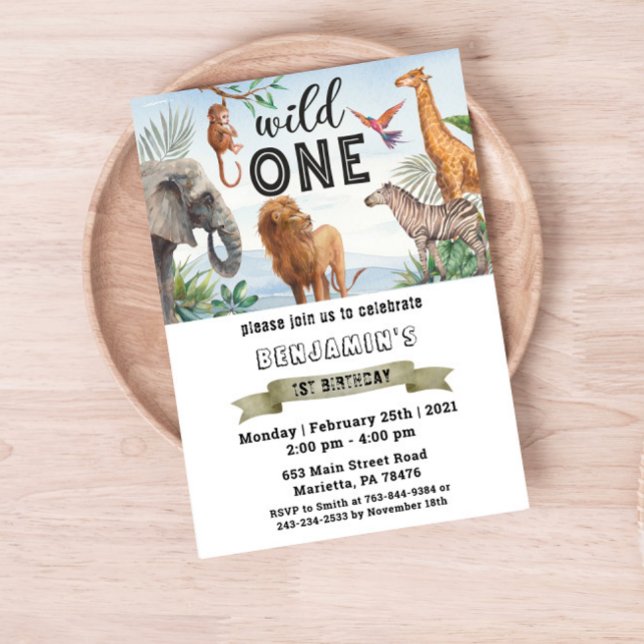 Safari Wild One Twins Anniversaire Fête Invitation (Créateur téléchargé)
