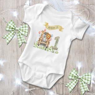 Safari Wild One Wasserfarbe 1. Geburtstag Baby Strampler