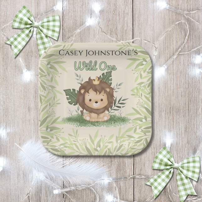 Safari Wild One Watercolor 1st Birthday Pappteller (Von Creator hochgeladen)