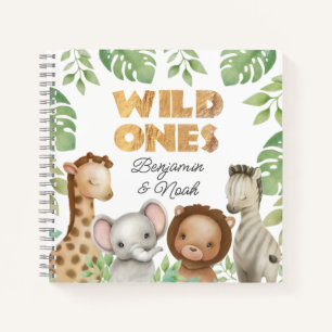 Safari Wild Ones Twins Livre d'Invité Spiral Carne