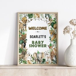 Safari Wild Party Animals Kinderdusche Willkommen Poster