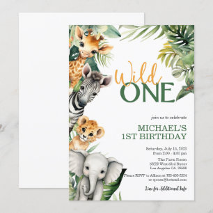 Safari Wild Un 1er anniversaire Invitation