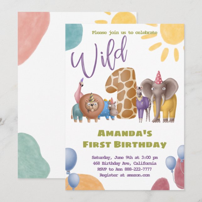 Safari Wild Une invitation d'anniversaire (Devant / Derrière)