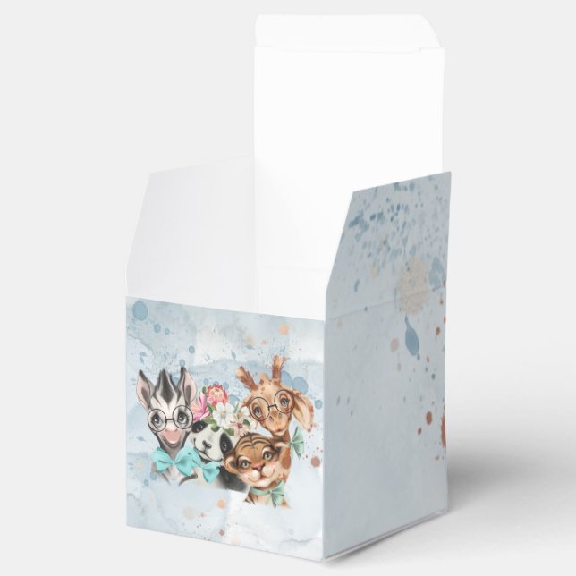 Safari Wildbaby Dusche Einladung Blue Geschenkschachtel (Geöffnet)