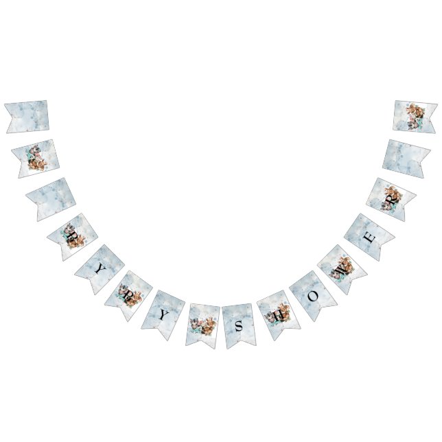 Safari Wildbaby Dusche Einladung Blue Wimpelkette (Alle)