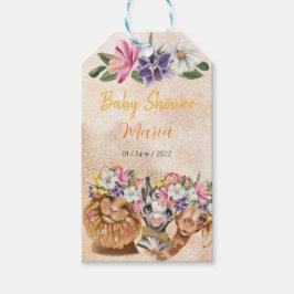 Safari Wildbaby Dusche Einladung Gold Geschenkanhänger