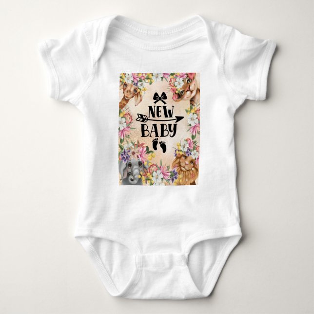 Safari Wildbaby Dusche Pink Baby Bodysuit Baby Strampler (Vorderseite)