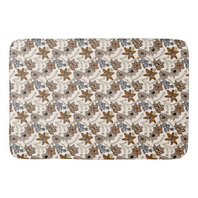 Safari Wildblumen - Moderne Tierdruckflora Badematte (Vorderseite)