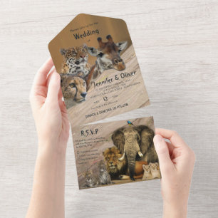 Safari Wildlife All in One Wedite Einladung