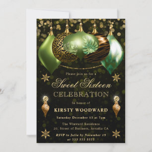 Safari Wildlife Baubles Christmas Sweet 16 Einladung