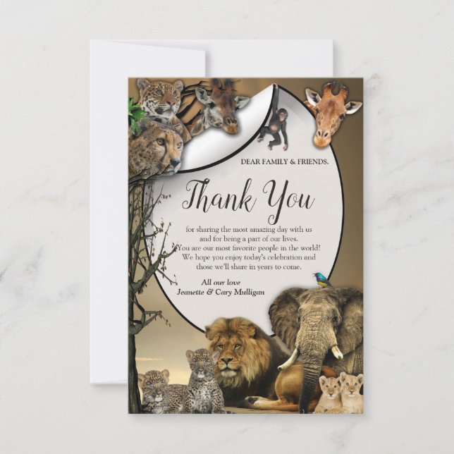Safari Wildlife Carte de remerciements (Devant)