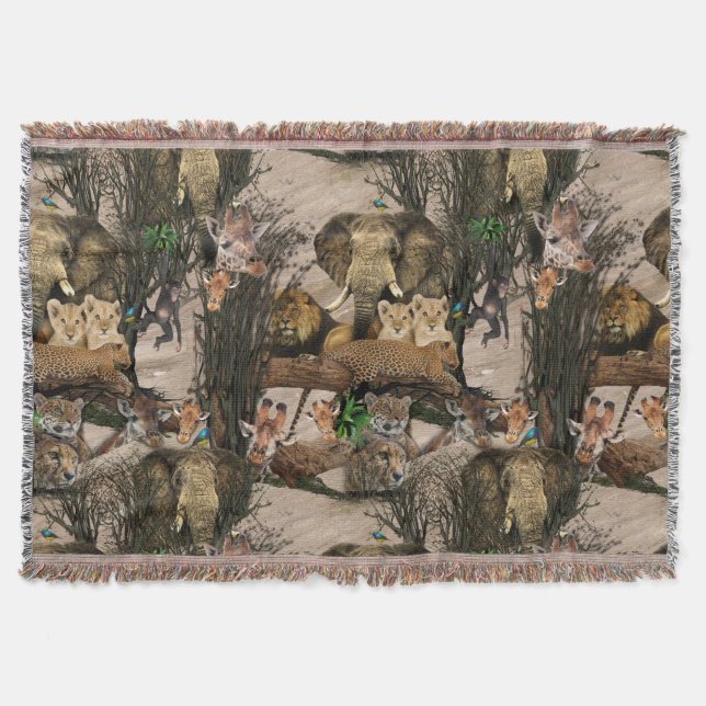 Safari Wildlife Destination Wiederholung Muster Decke (Vorderseite)