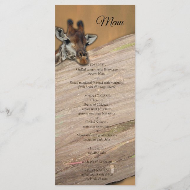 Safari Wildlife Menu Menükarte (Vorderseite)