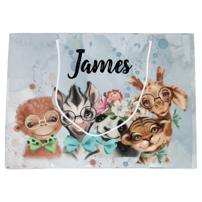 Safari wildone bébé nom jungle animaux Cadeau Sac (Devant)