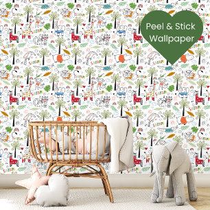 Safari Wildtiere Muster Pegel und Stick Tapete