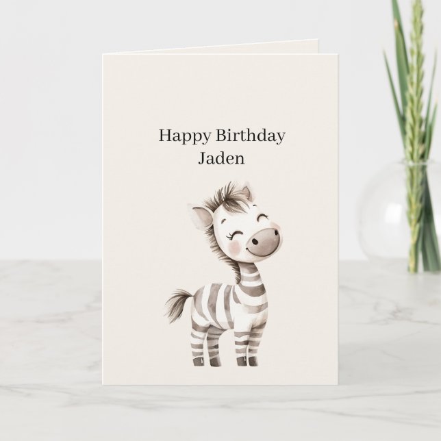 Safari-Zebra-Geburtstag Karte (Vorderseite)