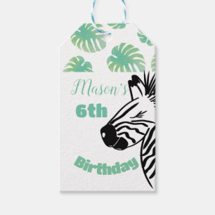 Safari Zebra Handgezeichnete Grünpflanzen Party Ge Geschenkanhänger