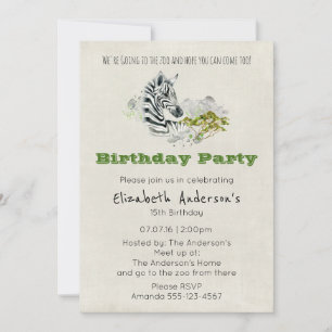 Safari-Zebra-Zoo-Party-Geburtstagseinladung Einladung