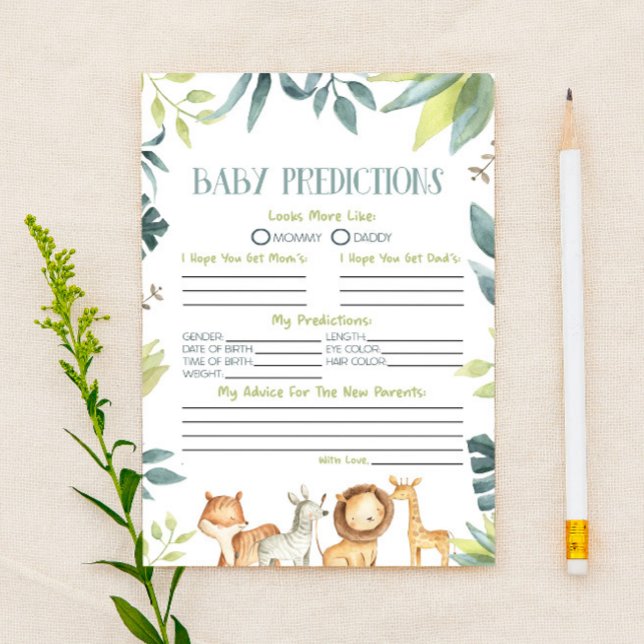 Safari Zoo Animal Baby Shower Aktivität Briefpapier (Von Creator hochgeladen)