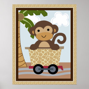 Safari Züge Tiere Kinderzimmer Art Poster
